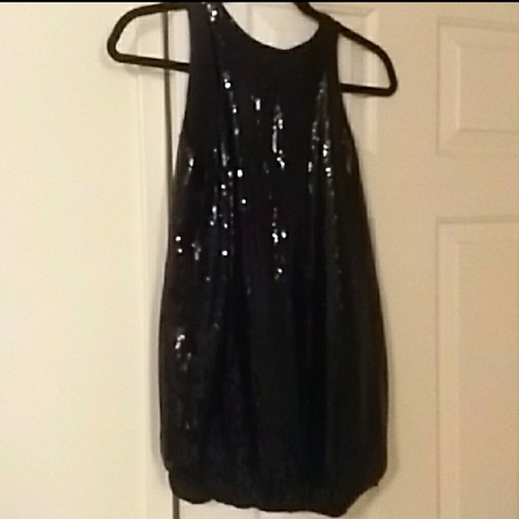 NWOT Italian designer black silk & sequin top - Picture 4 of 5